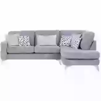 Contemporary High Back Left Hand Facing Chaise Sofa with Rounded Arms and Chrome Feet